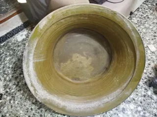 Lebrillo grande verde y blanco