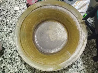 Lebrillo grande verde y blanco