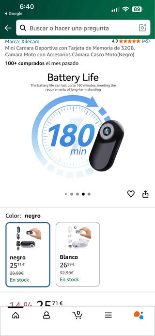 Mini Cámara Deportiva Xilecam 32GB