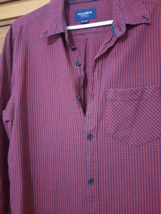 Camisa cuadros Pull&Bear morado/rojo
