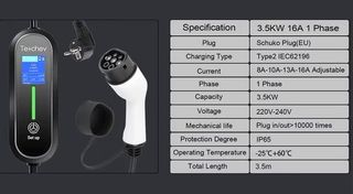 Cargador Portátil EV 16A 3.5kW Tipo 2