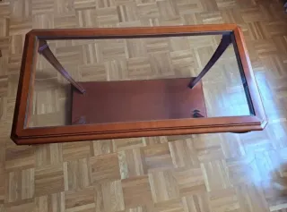 Mesa de centro madera de cerezo y cristal