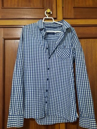 Camisa cuadros Pull&Bear azul y blanco