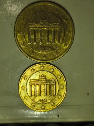 Moneda 50 A y 10 J Céntimos Alemania 2002