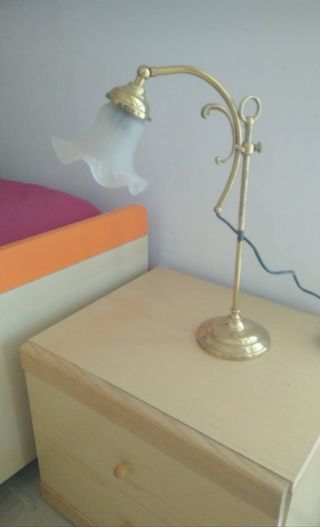 Lampada da tavolo vintage ottone e vetro