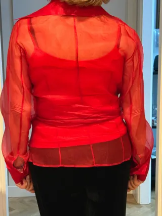 Blusa Zara Roja Seda Organza