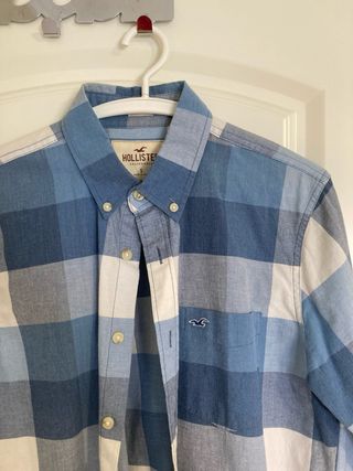 Camisa Hollister cuadros azul y blanco Talla S
