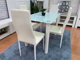 Mesa comedor cristal 4 sillas