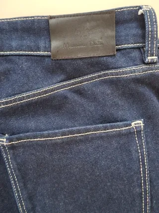 Massimo Dutti Pantalón Vaquero Azul con Apertura