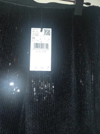 Pantalón lentejuelas negro Mango Talla M