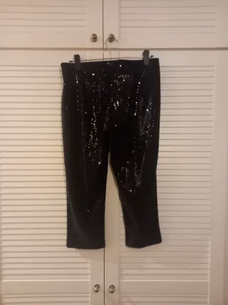 Pantalón lentejuelas negro Mango Talla M