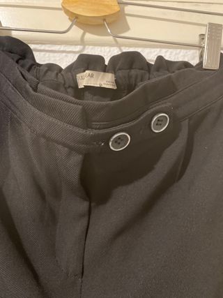Pantalones de pinza cintura elástica negros