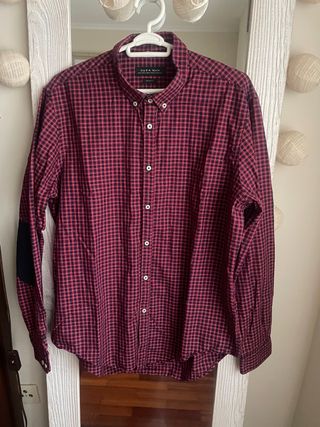 Camisa Zara Man cuadros roja y azul