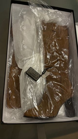 Botas tacón serraje Massimo Dutti Marrón T.38