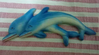 Pareja Delfines Decorativos Azul y Blanco