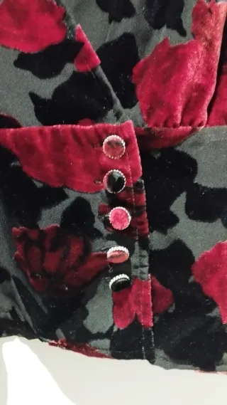 Top fiesta The Kooples Paris terciopelo negro rojo