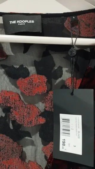 Top fiesta The Kooples Paris terciopelo negro rojo