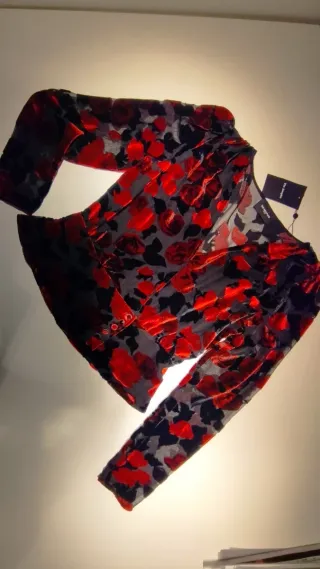 Top fiesta The Kooples Paris terciopelo negro rojo