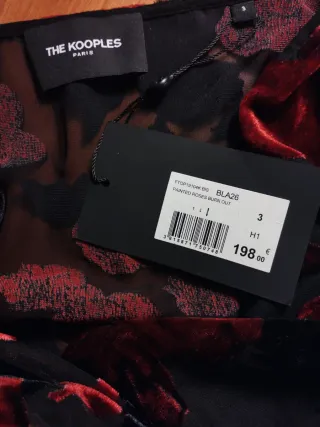 Top fiesta The Kooples Paris terciopelo negro rojo