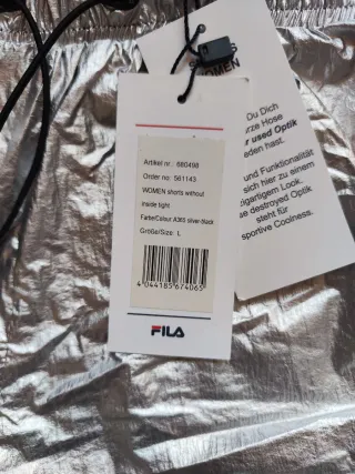 Shorts Fila donna effetto metallico L argento