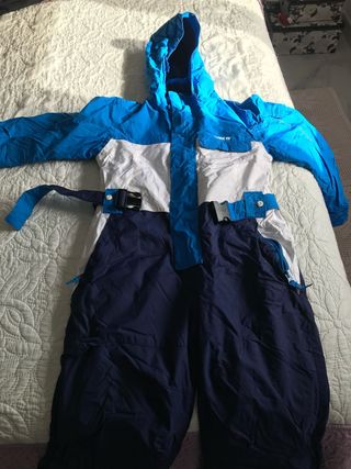 Mono de nieve infantil azul y blanco