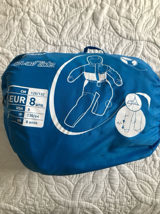 Mono de nieve infantil azul y blanco