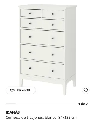 Cómoda Idanäs 6 cajones blanca