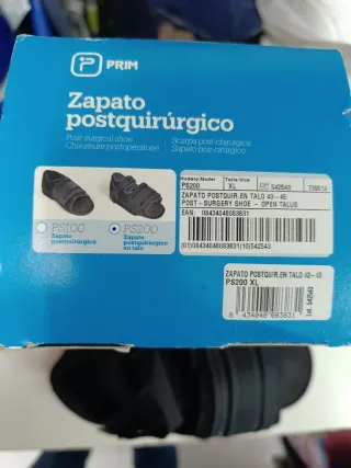 Zapato Postquirúrgico PRIM Negro. Talla 43/45.