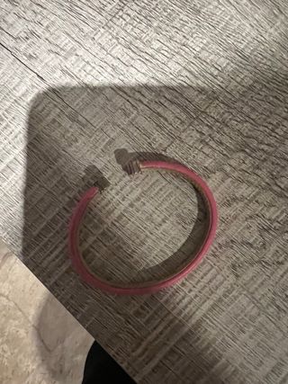 Pulsera Tous Cuero Rosa y Plata