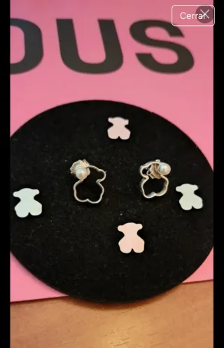 Pendientes Tous Oso Plata y Perla