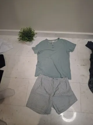 Pijama niño verde y blanco