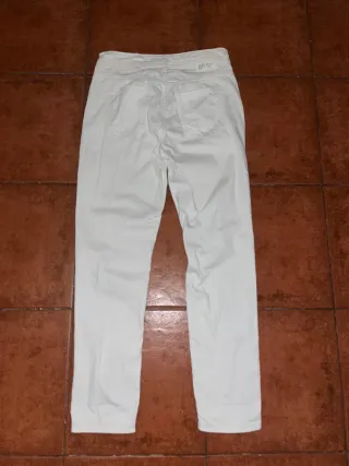 Pantalón Vaquero Zara Talla 38 Blanco