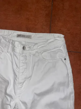 Pantalón Vaquero Zara Talla 38 Blanco