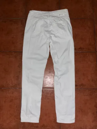 Pantalón Vaquero Zara Talla 38 Blanco