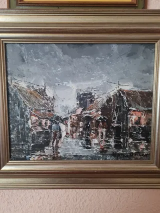 Cuadro abstracto paisaje lluvia