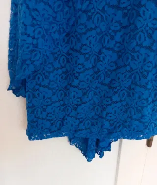 Vestido fiesta azul encaje talla S