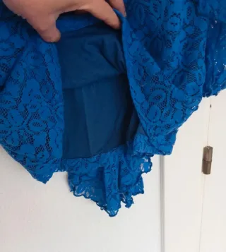 Vestido fiesta azul encaje talla S
