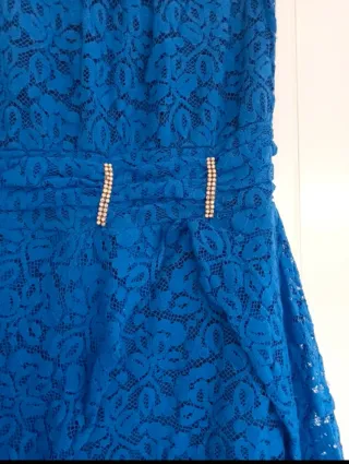 Vestido fiesta azul encaje talla S