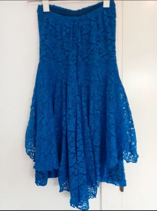 Vestido fiesta azul encaje talla S
