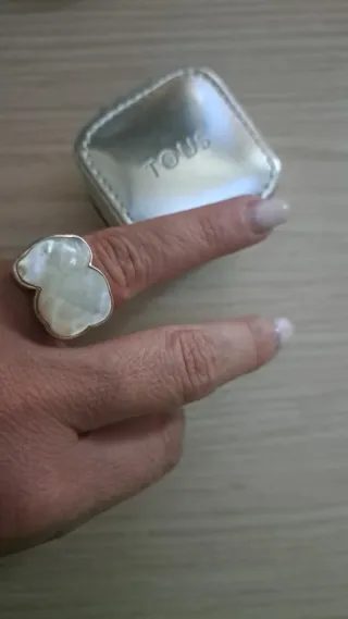Anillo Tous Oso Blanco y Plata
