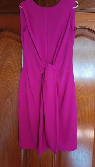 Vestido fucsia crepe buganvilla