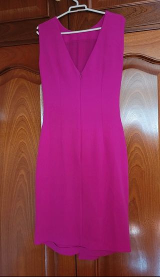 Vestido fucsia crepe buganvilla