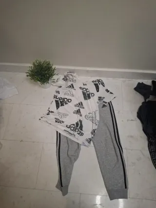 Conjunto Adidas Gris y Blanco