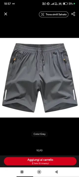 Pantaloncini running/jogging grigi taglia M