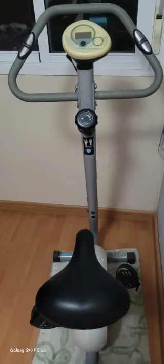 Bicicleta Estática Gris y Blanca