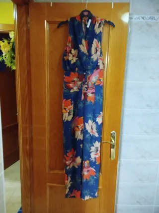 Mono floral azul mujer