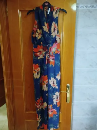 Mono floral azul mujer