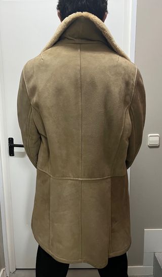 Abrigo Piel Vuelta Hombre Beige/Marrón