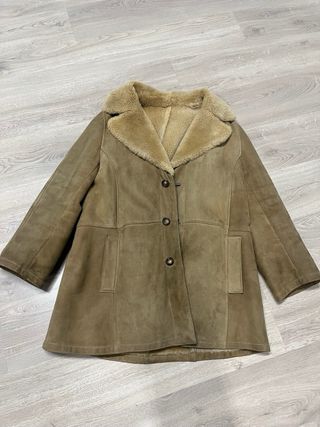 Abrigo Piel Vuelta Hombre Beige/Marrón