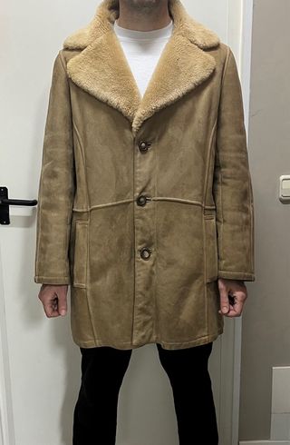 Abrigo Piel Vuelta Hombre Beige/Marrón